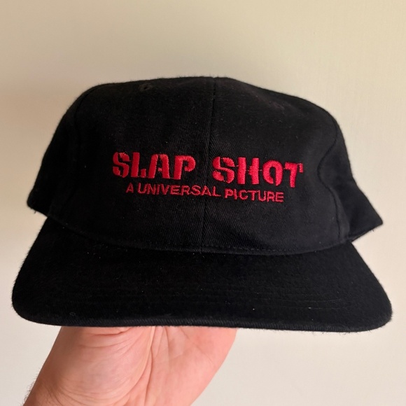 RARE Vintage SLAPSHOT A UNIVERSAL PICTURE Movie Promo hat black red strapback - Picture 1 of 8